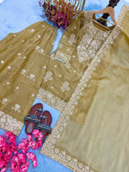 Aarvika NC Moss Silk 3mm Sequins Embroidered Palazzo Suit with Dupatta