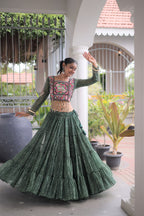 Navya Raas Georgette Bandhani Lehenga Choli Set with Kutchi Patchwork Blouse