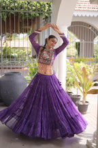 Navya Raas Georgette Bandhani Lehenga Choli Set with Kutchi Patchwork Blouse