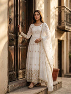 Vaidehi Vichitra Silk Sequins Embroidered Anarkali with Pant & Dupatta