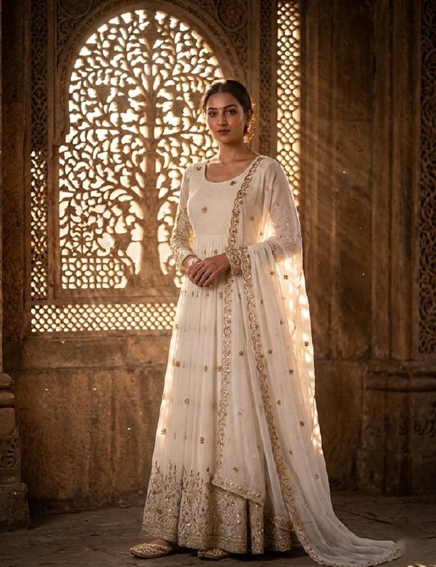 Vaidehi Vichitra Silk Sequins Embroidered Anarkali with Pant & Dupatta