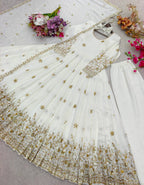 Vaidehi Vichitra Silk Sequins Embroidered Anarkali with Pant & Dupatta