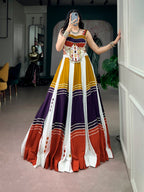 Aarvisha Soft Rayon Mirror Work & Gota Patti Navratri Lehenga Choli with Tassel Detailing