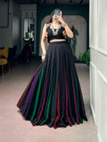 Ruhvika Black Georgette Gamthi Work Designer Lehenga with Embellished Koti Navratri