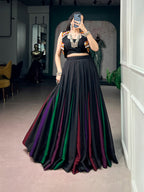 Ruhvika Black Georgette Gamthi Work Designer Lehenga with Embellished Koti Navratri