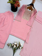Zariya Noor Designer Heavy Crunchy Silk Thread Embroidered Farshi Suit Set with Lace Border Dupatta