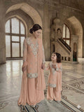 Elegant Mother Daughter Party Wear with Embroidered Detailing Palazzo Set