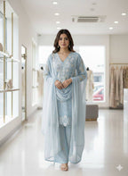 Elegant Mother Daughter Party Wear with Embroidered Detailing Palazzo Set