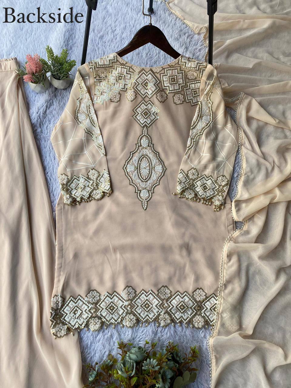 Elegant Mother Daughter Party Wear with Embroidered Detailing Palazzo Set