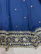 Premium Georgette Gown with Pant and Thread Work Dupatta