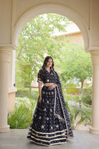 Maithili Faux Georgette Bandhej Print Zari & Sequins Embroidered Lehenga Set