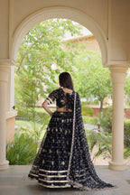 Maithili Faux Georgette Bandhej Print Zari & Sequins Embroidered Lehenga Set