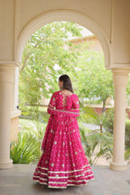 Maithili Faux Georgette Bandhej Print Zari & Sequins Embroidered Lehenga Set