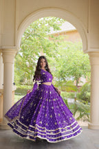 Maithili Faux Georgette Bandhej Print Zari & Sequins Embroidered Lehenga Set