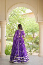 Maithili Faux Georgette Bandhej Print Zari & Sequins Embroidered Lehenga Set