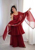 Designer Sharara Palazzo Set with Traditional Zarkhand Embellishments
