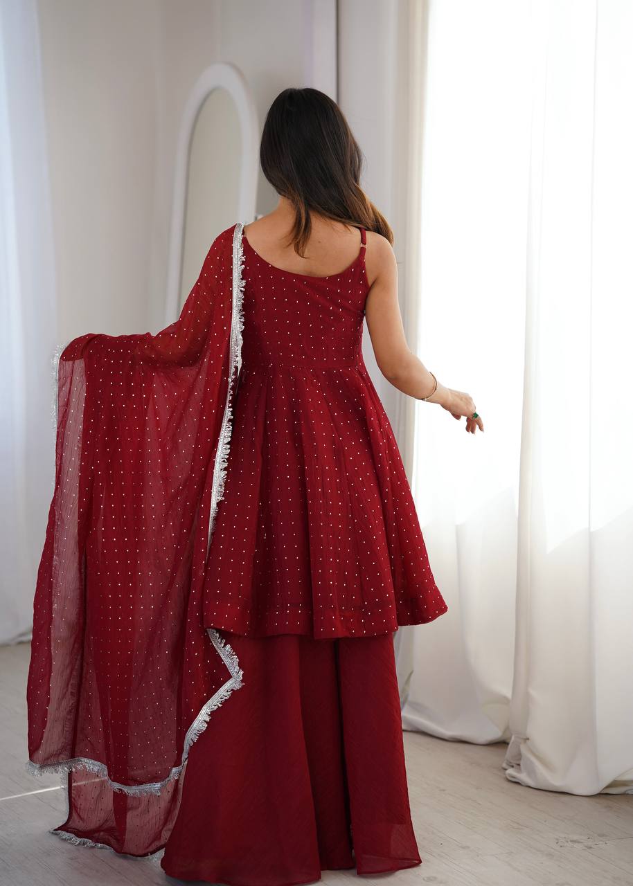 Designer Sharara Palazzo Set with Traditional Zarkhand Embellishments