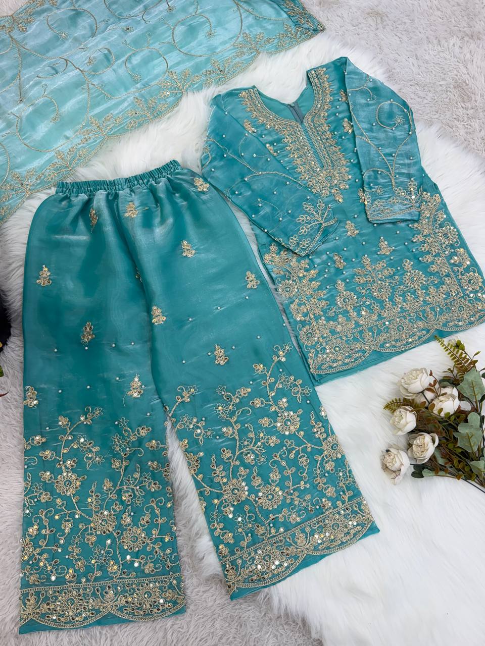 Noor Mahal Designer Sequence Embroidery Mother Daughter Outfit Set