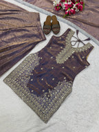 Heavy Fandy Silk Sharara Palazzo Set with 5mm Sequence Embroidery Work