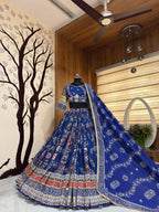 Iraaya Digital Print & Mirror Work Muslin Cotton Lehenga Choli Set for Navratri
