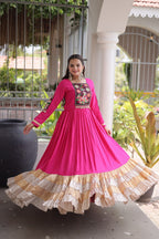 Vaidehi Rayon Kutchi Gamthi Thread Work Gown