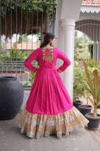 Vaidehi Rayon Kutchi Gamthi Thread Work Gown