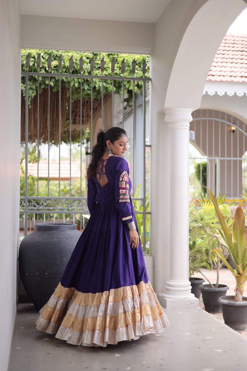 Vaidehi Rayon Kutchi Gamthi Thread Work Gown