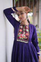 Vaidehi Rayon Kutchi Gamthi Thread Work Gown