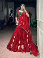Kavisha Red Bandhej Print Gotta Work Navratri Chaniya Choli with Dupatta