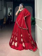 Traditional Bandhej Print Gotta Work Chiffon Lehenga Choli Set