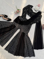Zarevia Designer Faux Georgette Thread & Sequins Embroidered Choli Sharara Set with Matching Dupatta