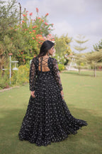 Aaradhya Georgette Bandhani Gown with Kutchi Patchwork