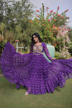 Aaradhya Georgette Bandhani Gown with Kutchi Patchwork