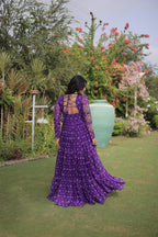 Aaradhya Georgette Bandhani Gown with Kutchi Patchwork