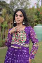 Aaradhya Georgette Bandhani Gown with Kutchi Patchwork