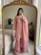 Zariya Premium Fendy Silk Embroidered Sharara Plazzo Set with Real Mirror & Sequin Work, Full Sleeve Festive Ethnic Wear for Women