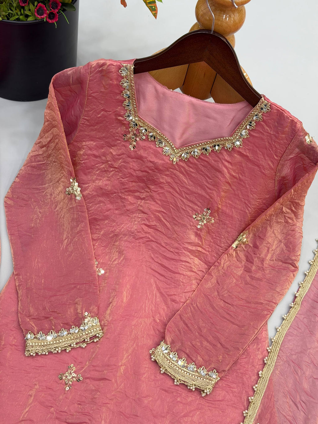 Zariya Premium Fendy Silk Embroidered Sharara Plazzo Set with Real Mirror & Sequin Work, Full Sleeve Festive Ethnic Wear for Women
