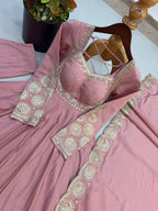 Ridhanya Roman Silk Elegant Embroidered Gown with Chanderi Dupatta