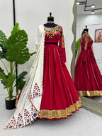 Rangmala Rayon Silk Patti Work Lehenga with Real Mirror & Kodi Lace Choli & Dupatta