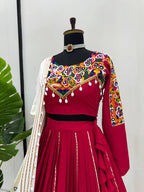 Rangmala Rayon Silk Patti Work Lehenga with Real Mirror & Kodi Lace Choli & Dupatta