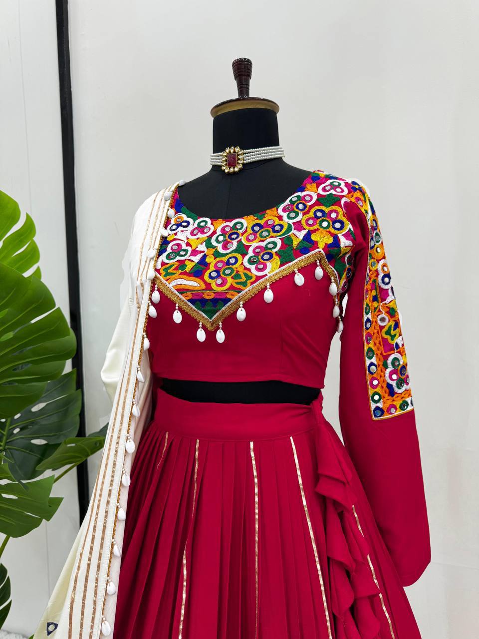 Rangmala Rayon Silk Patti Work Lehenga with Real Mirror & Kodi Lace Choli & Dupatta