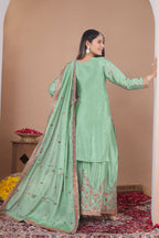 Aarohi Fendy Silk Sequins Embroidered Sharara Suit with Dupatta