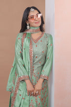 Aarohi Fendy Silk Sequins Embroidered Sharara Suit with Dupatta