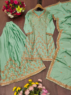 Aarohi Fendy Silk Sequins Embroidered Sharara Suit with Dupatta