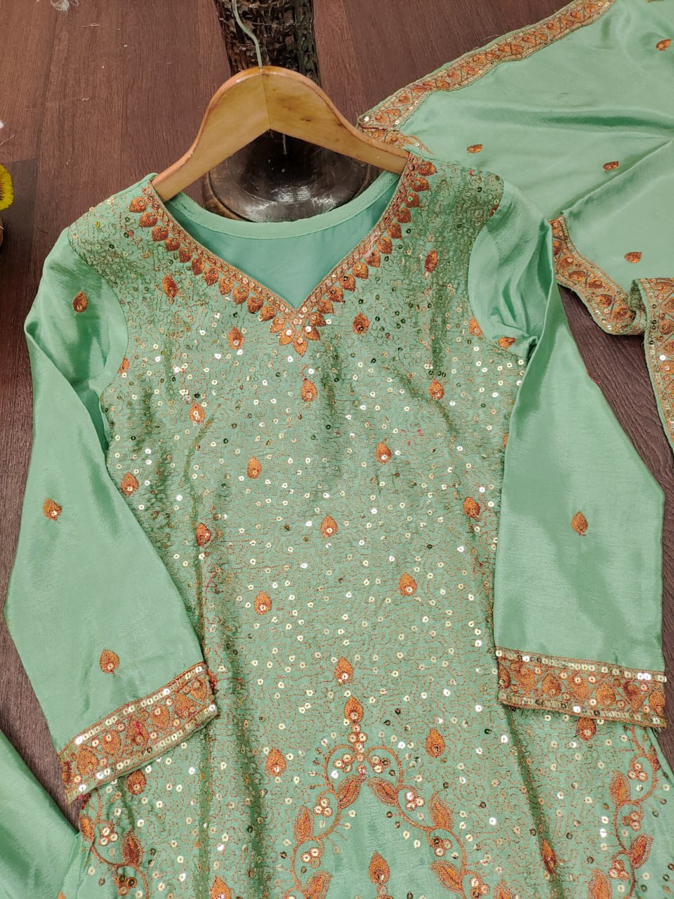 Aarohi Fendy Silk Sequins Embroidered Sharara Suit with Dupatta