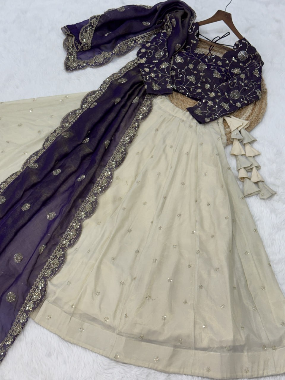 Elegant Zari Embroidered Lehenga with Designer Dupatta