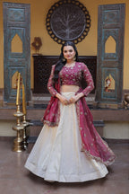 Elegant Zari Embroidered Lehenga with Designer Dupatta