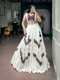 Vaishnavi White Rayon Traditional Mirror Lace Navratri Lehenga Choli