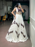 Vaishnavi White Rayon Traditional Mirror Lace Navratri Lehenga Choli
