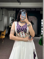 Vaishnavi White Rayon Traditional Mirror Lace Navratri Lehenga Choli